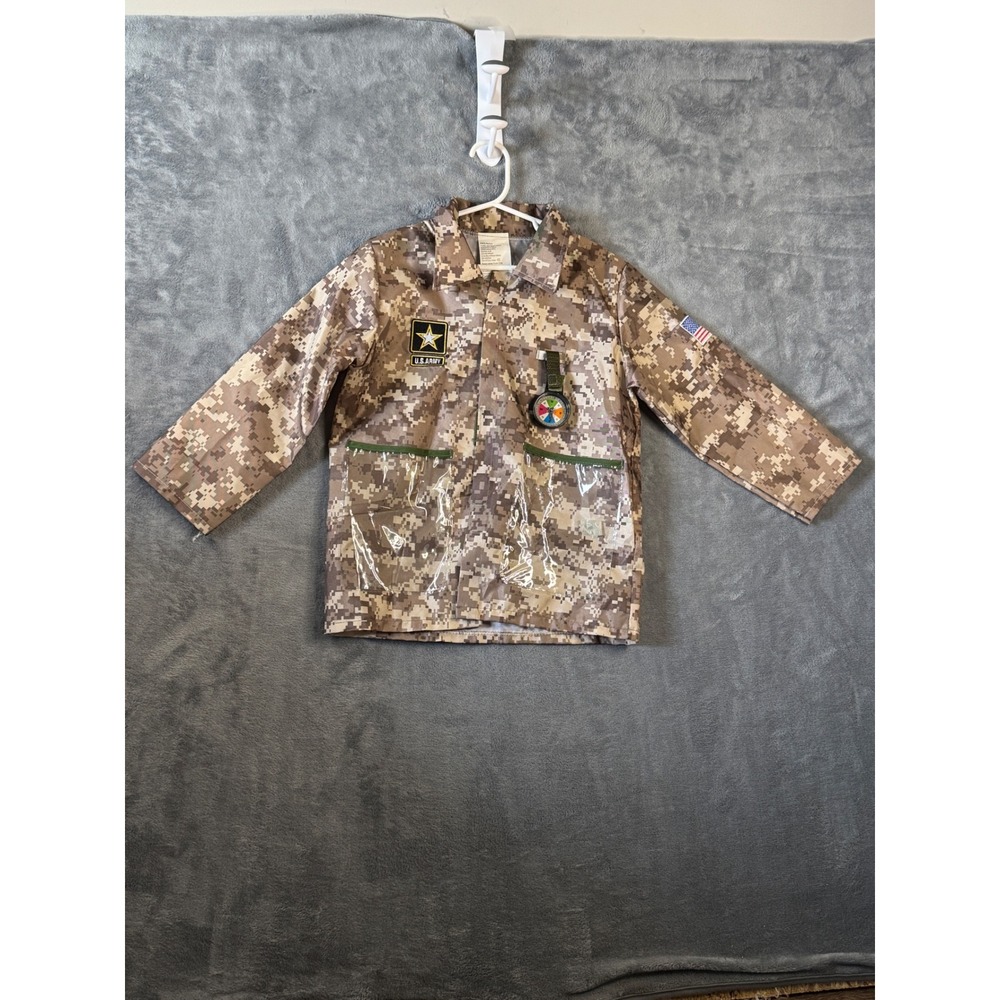 Kids US Army Camouflage Costume Jacket Digital Desert Camo with Toy Compass